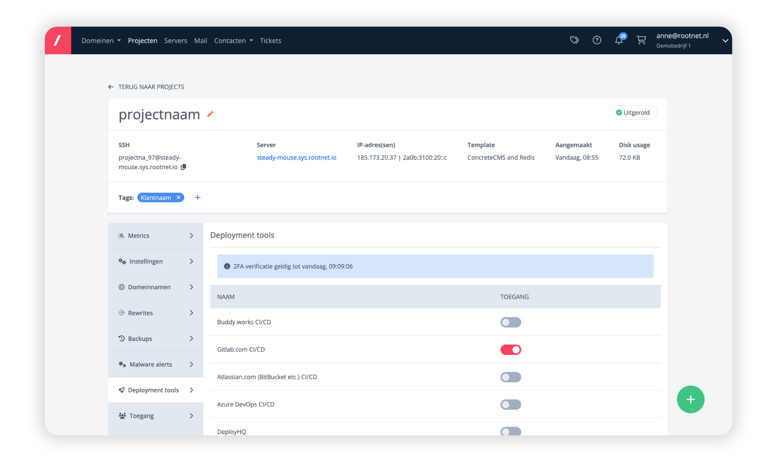 Deployment tools in myRootnet - Managed Concrete CMS hosting