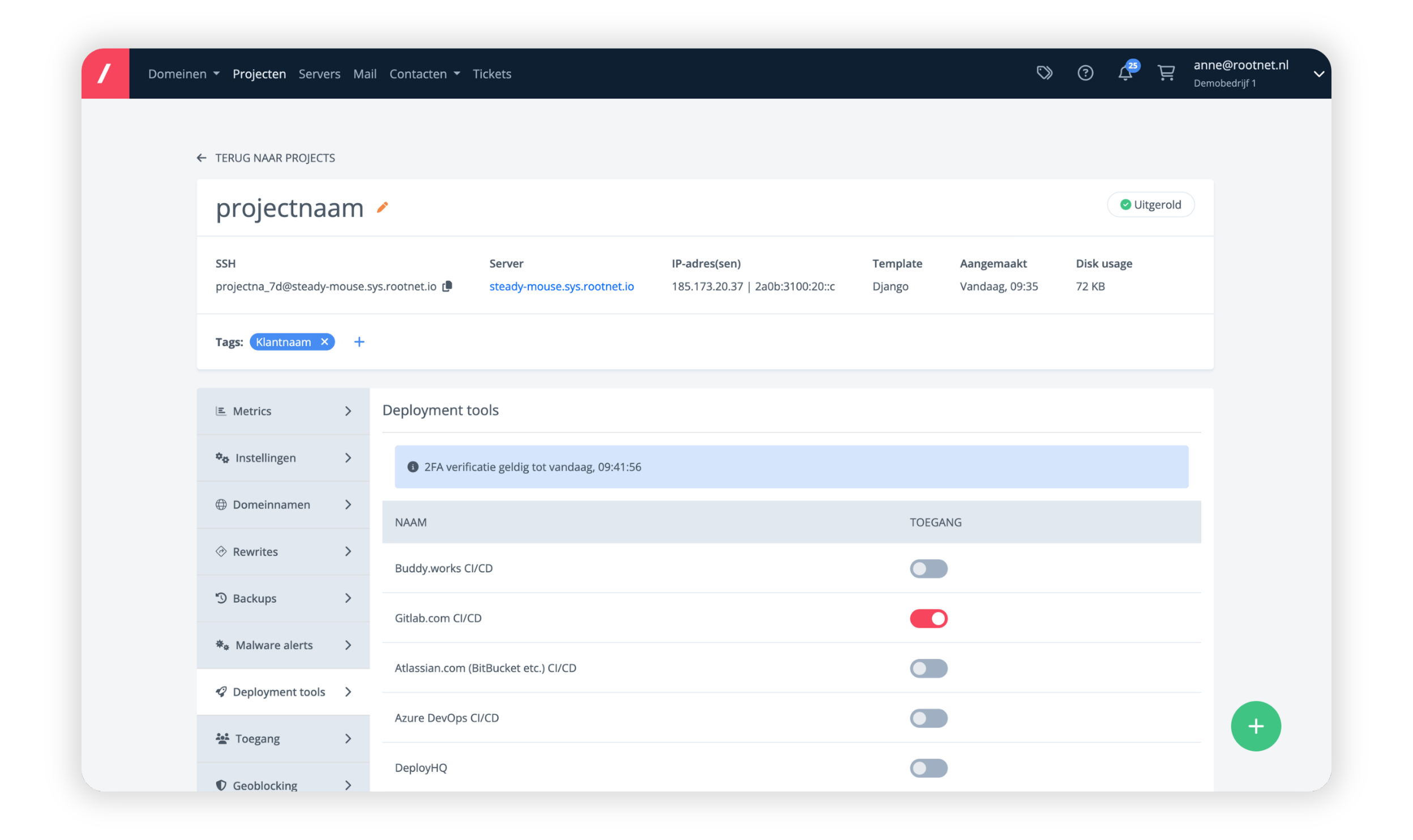 Deployment tools in myRootnet - Managed Django hosting