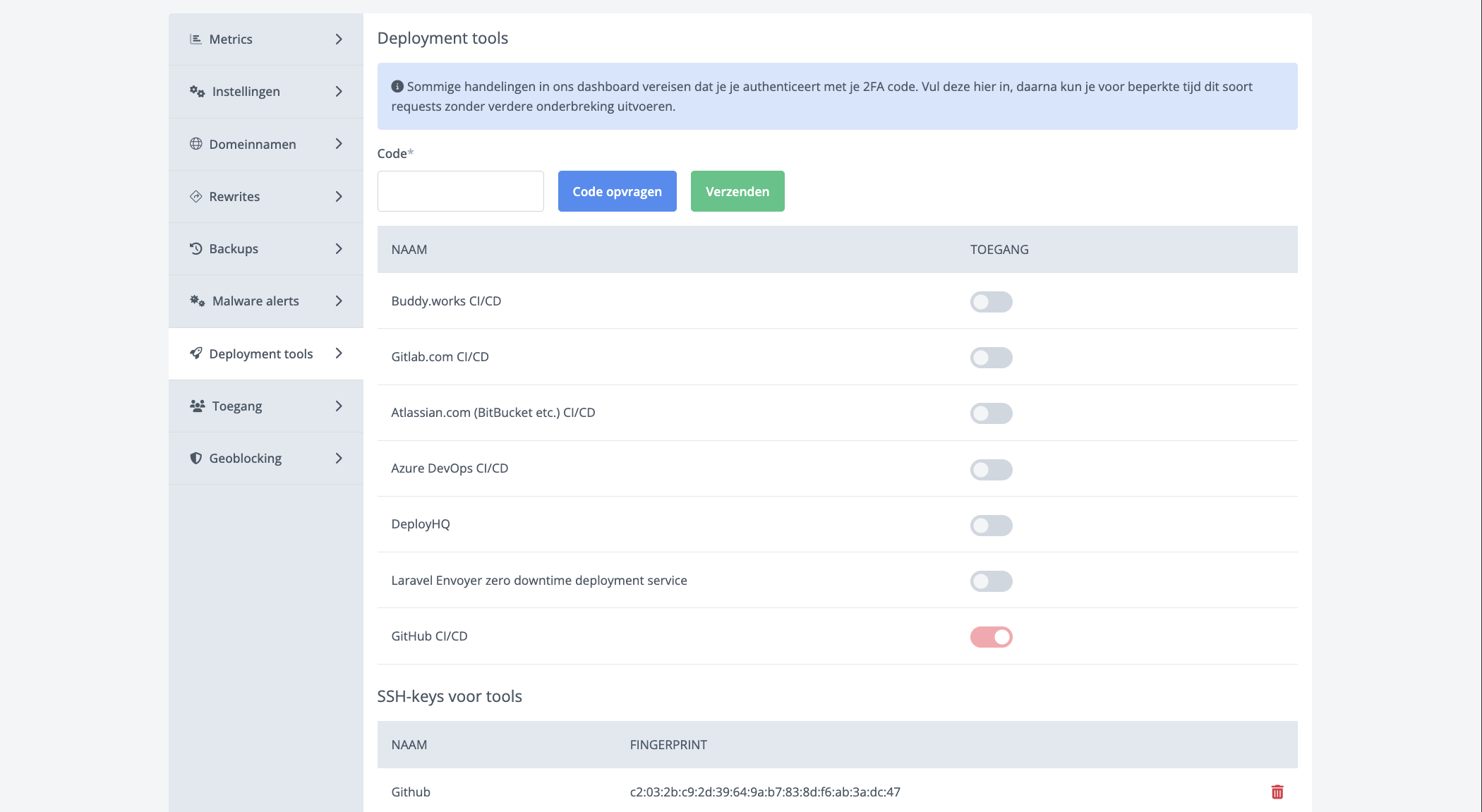 Deployment Tool intergratie in myrootnet.nl